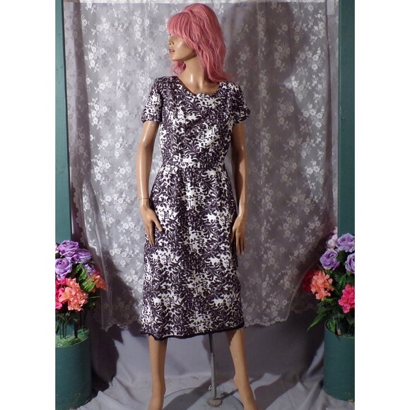 Vintage 60s Dress & Jacket 1960s Black and White Retro Summer Cotton Size Small - Picture 3 of 10